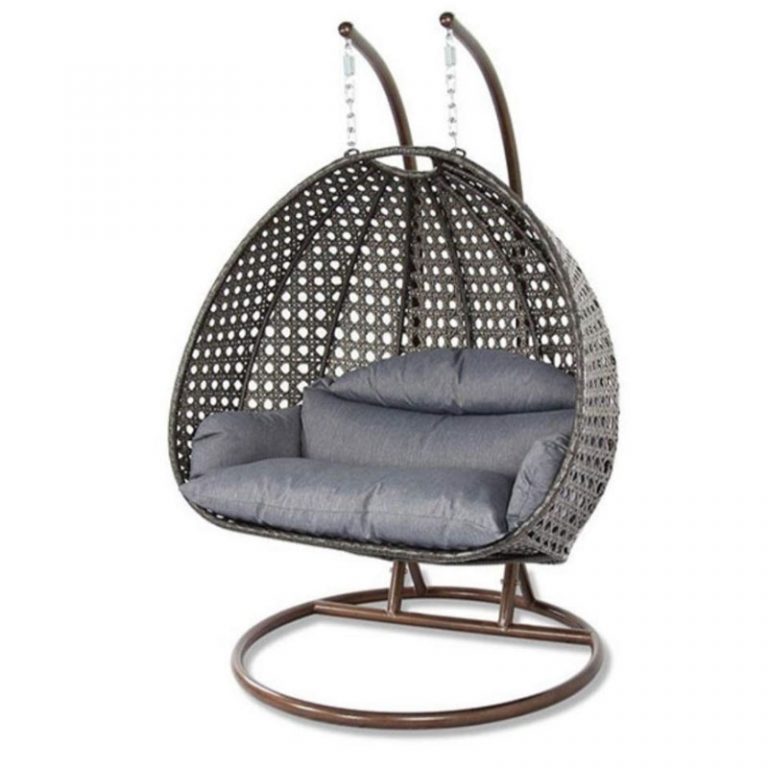 ערסל זוגי ראטן צבע אפור לגינה עם כריות